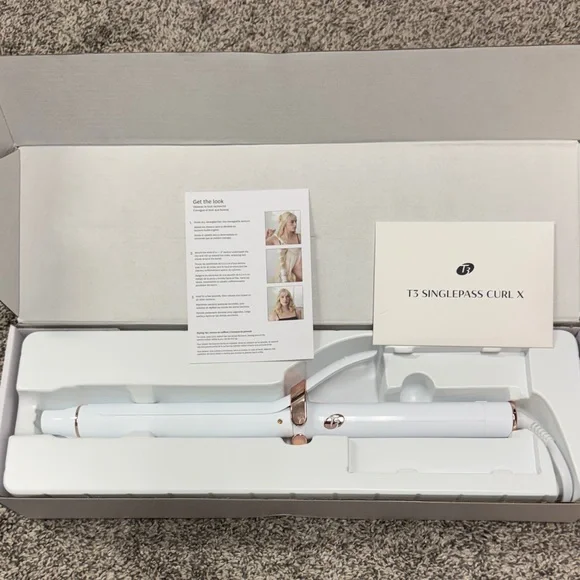 T3 SinglePass Curl X 1" Extra Long Barrel White with Rose Gold Accents - Picture 6 of 9